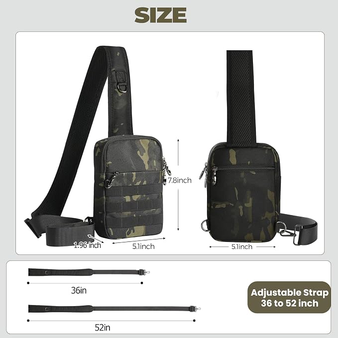 Sling Bag, Tactical Anti Theft Crossbody Bag with Zipper Lock RFID EDC Small Chest Bags for Men Women(Camouflage)