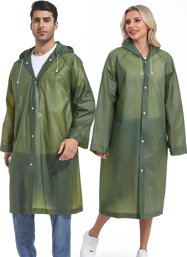 2PCS Rain Ponchos for Adults Reusable Rain Coats for Adults Rain Jackets Raincoats for Men Women