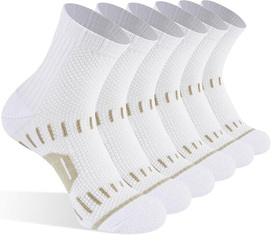 Copper Ankle Compression Socks for Men and Women(6 pairs), Breathable Arch Support Short Running Socks