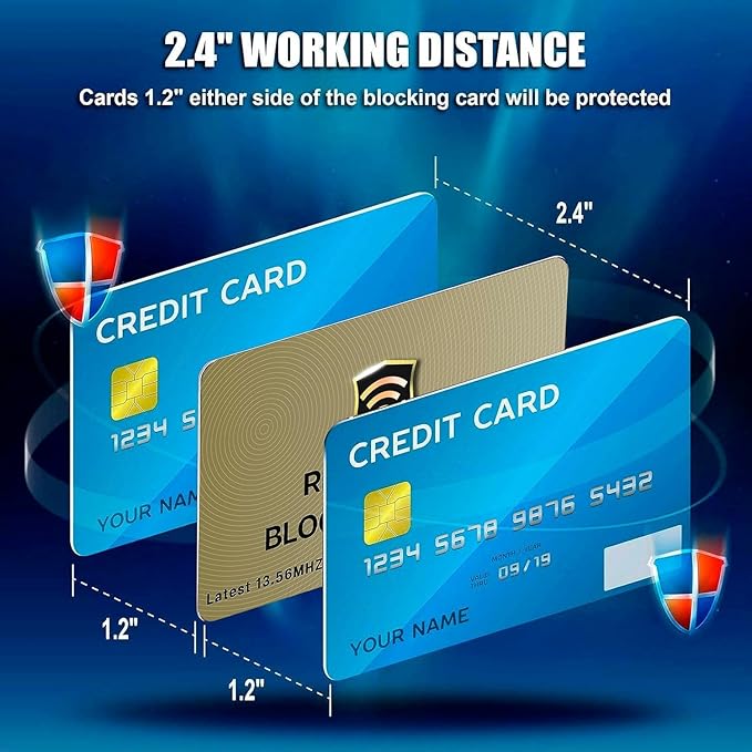 SaiTech IT RFID Blocking Cards, 50 Pack One Card Protects Entire Wallet Purse For Men & Women, NFC Contactless Bank Debit Credit Card Protector ID ATM Guard Card – Golden