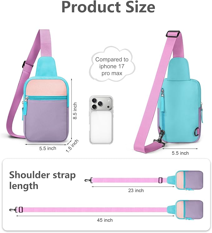 Birthday Gifts for 8 9 10 11 12 Year Old Teens Girls Kids, Fanny Pack Crossbody Bag Sling Belt Bags Purse, Dorm Travel Essentials for Girls Fashion, Preppy Tween Teen Girl Gift Trendy Stuff