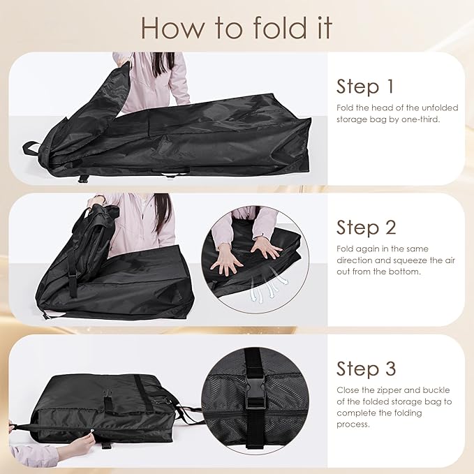 KEEGH 72" Wedding Dress Garment Bag - Tri-Fold Design Bridal Dress Bag with Shoulder Strap & Handle, Heavy-Duty Checkered Oxford Fabric for Long Wedding Gowns & Formal Gown Storage, Black