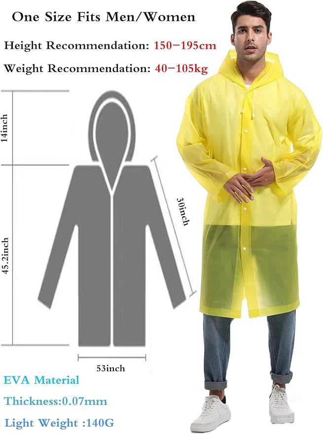 2PCS Rain Ponchos for Adults Reusable Rain Coats for Adults Rain Jackets Raincoats for Men Women