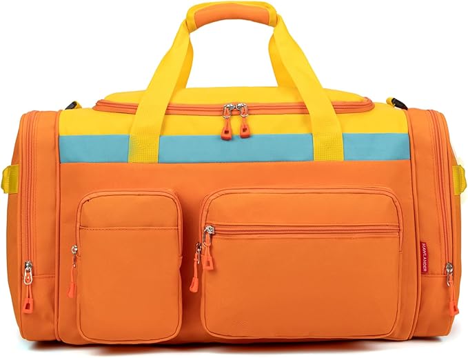 Large Kids Duffle Bag for Travel, Overnight, or Weekender, 22" inch (Orange)
