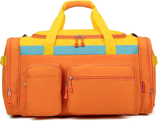 Large Kids Duffle Bag for Travel, Overnight, or Weekender, 22" inch (Orange)