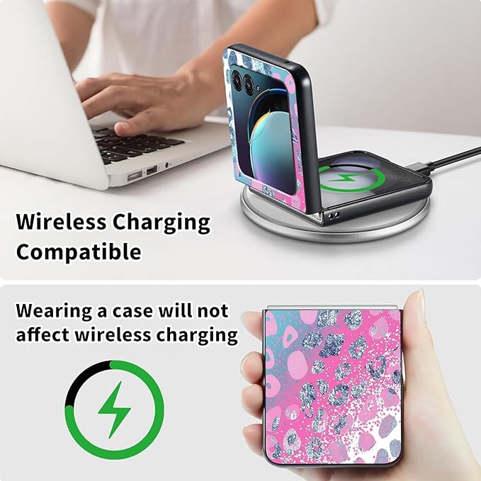 for Motorola Moto Razr Plus 2024 Case,for Moto Razr 50 Ultra Case Cute Slim Hard PC Thin Anti-Scratches Shockproof Protective Phone Cover for Motorola 50 Ultra,Pink Blue Glitter