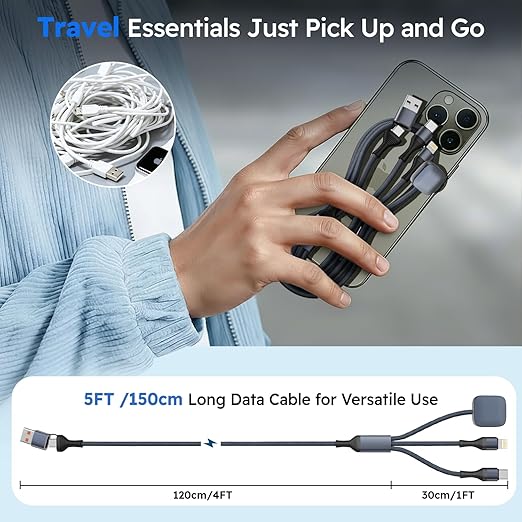 Cruise Essentials 2026, 3 in 2 Multi Charging Cable for iPhone Watch Charger/iPhone 17/IP, iWatch Charger, Travel Camping Essentials Compatible with iWatch 11-2/Ultra/iPhone 17-8,Car (2Pack,5FT)