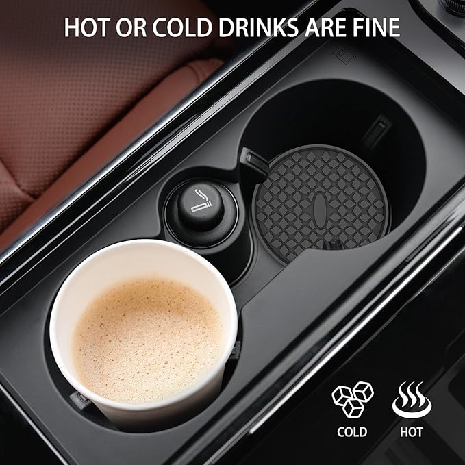 ME.FAN Car Cup Coasters [4 Pack] Silicone Car Coasters/Cup Mats, Non-Slip Recessed Car Interior Accessories Black