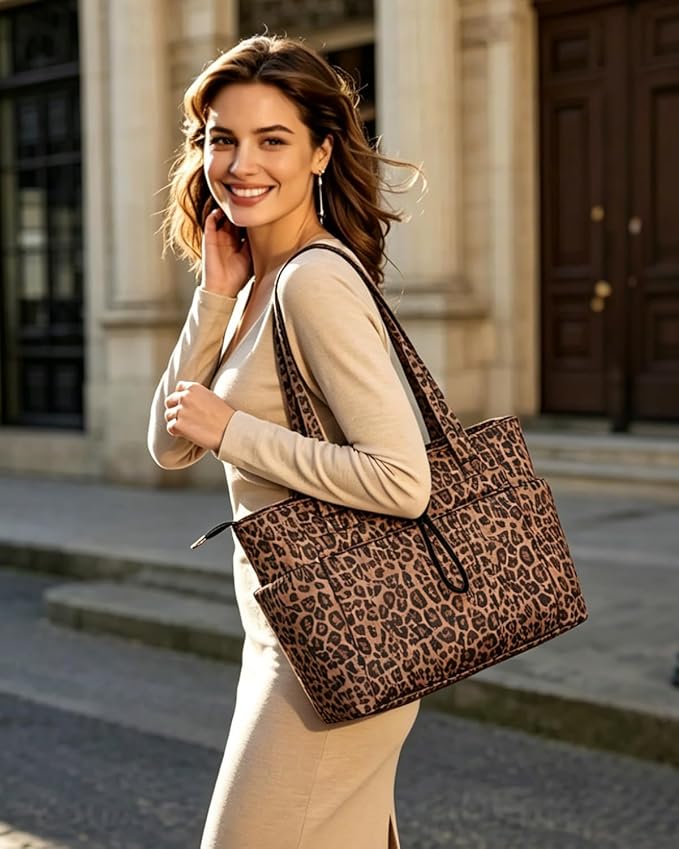Wandering Nature Puffer Tote Bag with Cup Holder & Laptop Compartment & Trolley Sleeve for Travel, Work, Nurse, Women