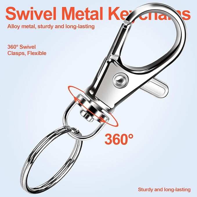 LEOBRO 240PCS Lobster Claw Clasps and Key Rings, Keychain Making Kit, 120PCS Keychain Clips and 120PCS Key Chain Ring, for Keychains, Lanyard, Jewelry Making, Art Crafts, Silver