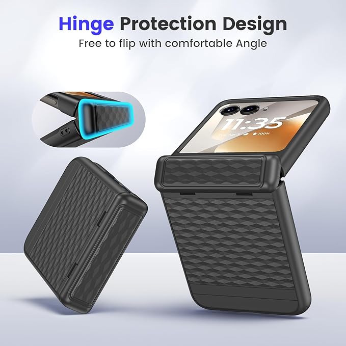 VEGO for Motorola Razr 2026/2025/2024 Case with Screen Protector [Compatible with MagSafe][Hinge Protection] Hard PC hockproof Protective Magnetic Cover for Moto Razr 2026/2025 Case- Cube Black