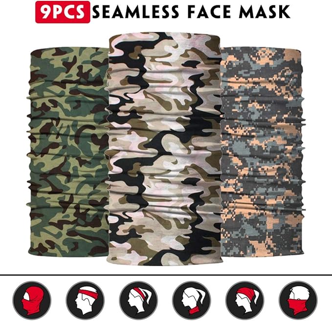 Neck Gaiter for Men Women Headwear Bandana Head Wrap Face Scarf Mask Cover Warmer Balaclava-Seamless & Versatile