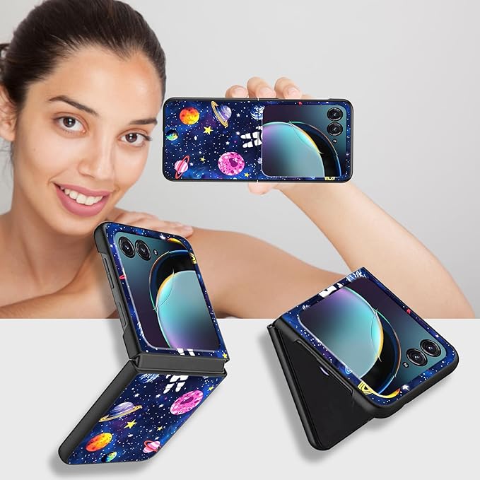 for Motorola Razr Plus 2025 Case,for Razor Plus 2025 Phone Case Cute Slim Hard PC Ultra-Thin Anti-Scratches Shockproof Protective Cover,Astronaut Space Planet