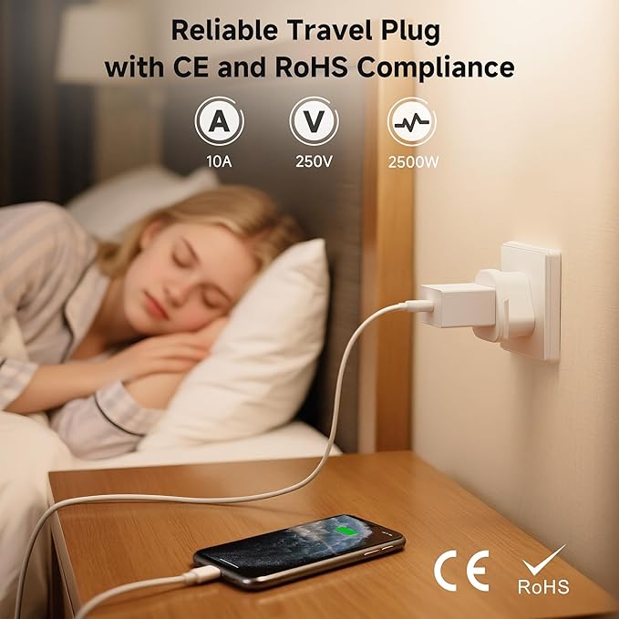 Cable Matters Type D Travel Adapter, US to India Plug Adapter, Works in India, Nepal, Bangladesh, and More, CE & RoHS Certified