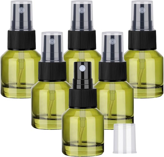 Segbeauty 6pcs 0.5oz Empty Small Travel Spray Bottle for Hair, Refillable Mini Glass Spray Bottles for Perfume, 15ml Green Fine Mist Atomizer Cologne Travel Bottle Sprayer, Liquid Containers Bottles