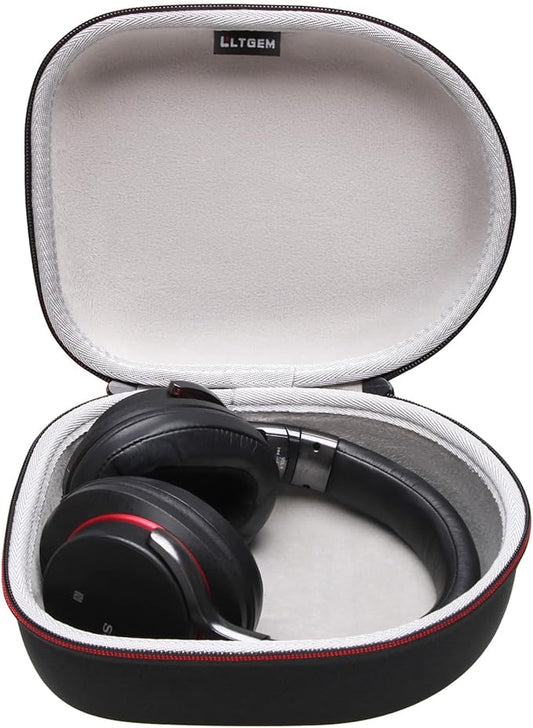 Headphone Headset Case Compatible with Audio-Technica ATH-M20x/JBL/Raycon/Soundcore Anker/Sony/Beats/JLab/TOZO/Logitech/BERIBES/KVIDIO Headphones, Large Headphone Case Hard Shell(Black+Grey)
