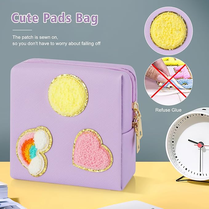 airogym Period Bag for Ladies, Sanitary Napkin Storage Bag, Functional PU Leather Sanitary Pad Bags for Panty Liners, Tampons, Menstrual Cup Pouches, Sanitary Pads Organizer