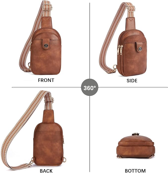 BOSTANTEN Sling Bag Crossbody Bags for Women Trendy Crossbody Purse Leather Chest Bag