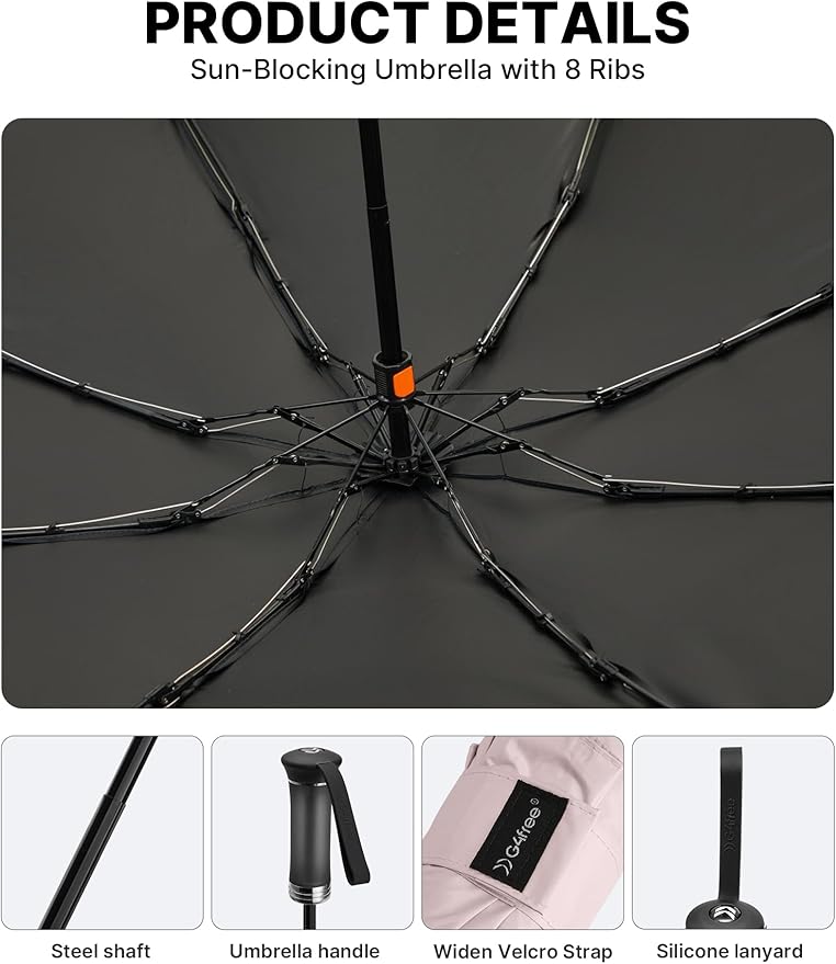 G4Free 46 Inch Mini Lightweight Travel Umbrella, Portable Super Slim Pocket Umbrella, Extendable Built-in Handle, UPF 50+ UV Protection, Compact size for Backpack & Purse