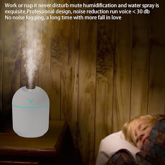 Small Humidifier, Super Quiet,7 Color Nightlight,2 Mist Modes,Auto Shut-Off Portable Mini Humidifier,USB Charging,Easy to Clean & Fill Room Humidifier for Car Home Desktop Office