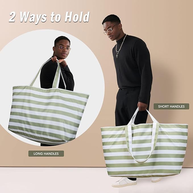 KALIDI 60L Extra Large Duffle Bag, Beach Tote Zipper Utility Oversized Weekender Carrier Travel Shopping Reusable Grocery Bag