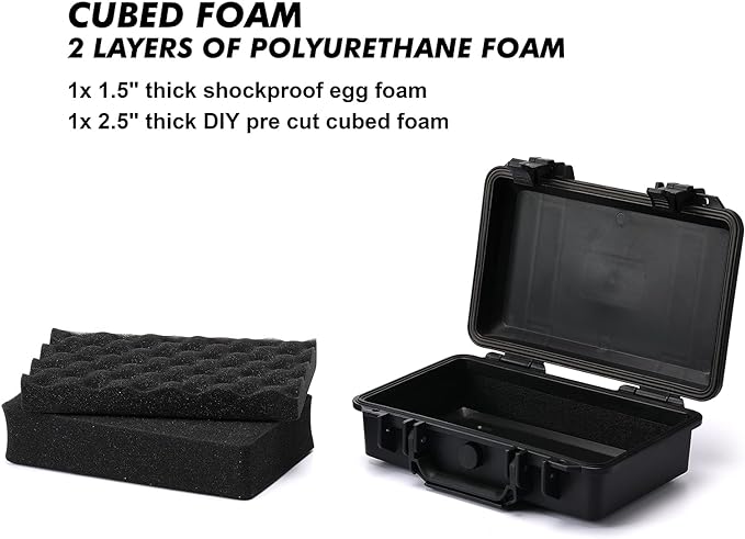 CASOMAN 11.5-Inch Water-Proof & Explosion-Proof Box, with Cush- Proof Sponge, IP67 Water Proof Grade, Customizable Foam