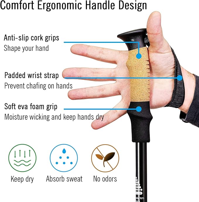 Trekking Poles Collapsible Hiking Poles, COENGWO Aluminum 7075 Walking Poles Sticks with Adjustable Lock for Mountaineering, Camping, Backpacking, 2 Poles