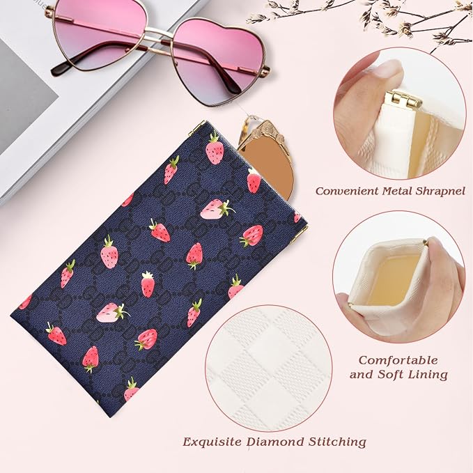 eyeglasses bag Soft Glasses bag, Portable Squeeze Top Sunglasses Case Travel for Women Girls