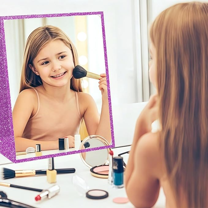 Foldable Full Length Mirror, 2 in 1 Hangable & Tabletop Acrylic Mirror, Portable Travel Mirror with Handle for Dance Bedroom Wardrobe Stage Makeup Checks Camping Outdoor Use (47" x 12.5", Tri-Fold)