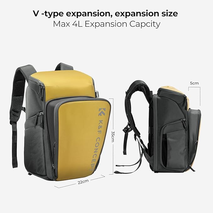 K&F CONCEPT Professional Camera bag Backpack 25L Large Capacity Camera Case with Raincover 15.6 Inch Laptop Compartment Compatible with Canon/Nikon/Sony/DJI Mavic Drone Travel Camera Backpack