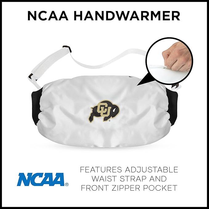 Northwest NCAA Colorado Buffaloes Hand Warmer with Adjustable Waist Strap, Officially Licensed Cold Weather Hand Muff for College Sports, Outdoor Sports, Insulated Pocket, Polyester, 7 x 15 in