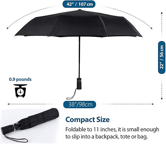 SY COMPACT Travel Umbrella for Rain, Windproof Automatic Compact Umbrella, UV Sun Protection, Lightweight Waterproof Travel Size for Backpack & Car, Factory Direct
