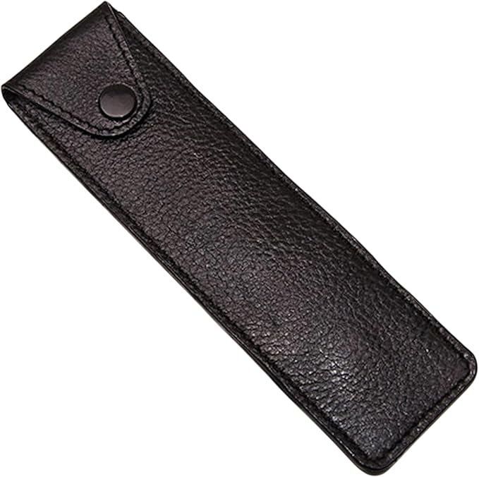 Parker Safety Razor – Genuine Leather Travel Case for FOLDING Straight, Barber & Shavette Razors – Snaps Shut & Felt‑Lined Protection in Compact Carry Pouch
