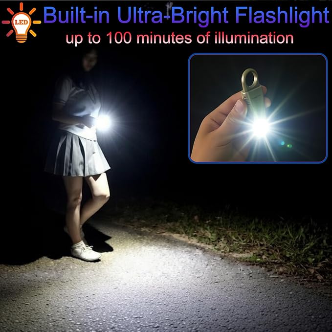 Rechargeable 135 dB Personal Alarm for Women 2-in-1 Flashlight Ultra-Bright Strobe Light. Students Kids Safety SOS Keychain Siren. Loud Emergency Hiking Bear Alerts Long Battery Life. Gold