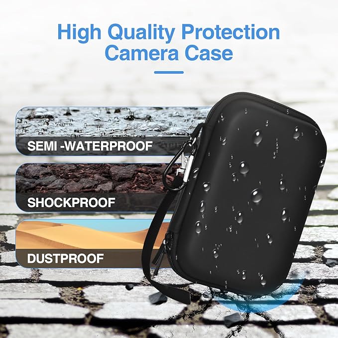 EMART Digital Camera Case, Small Camera Bag(Fit Camera Size<6"x4"x0.9") for VAHOIALD FHD 1080P/KODAK PIXPRO FZ55/CAMKORY/Lecran, Camera Carrying Case with EVA Anti-Shock Bubble(Case Only)-Black