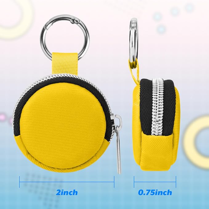 Homakover Portable Ring Organizer Case with Keychain, Traveling Rings Holder Storage Bag, Anti-Lost Keychain Container for Smart Ring, Jewelry (1, Yellow)