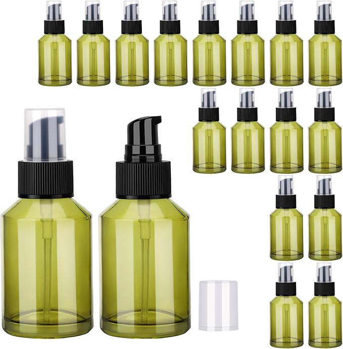 Segbeauty 18pcs 2oz Glass Travel Lotion Container Refillable, Small Travel Containers for Creams, 60ml Mini Empty Lotion Bottles with Pump Dispenser, Cosmetic Skincare Containers Sample Cream Bottle