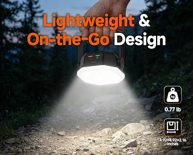 4000LM Rechargeable Hanging Camping Lantern with Magnet and 1/4"-20 UNC Threaded Mount, 3 Light Modes, 30W Portable Tent Light, IP65 Waterproof LED Flashlight for Fishing, the Man Cave, RV, Emergency