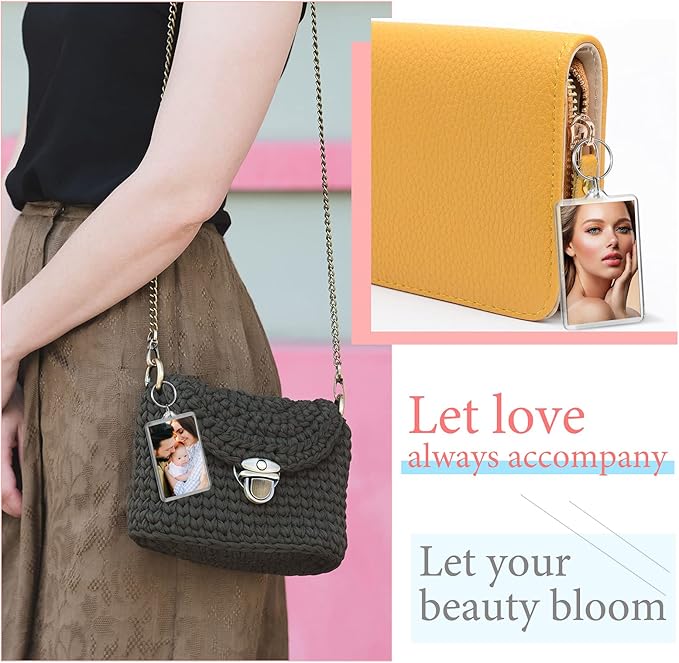 Yaomiao Acrylic Photo Frame Keychain Holder Photo Picture Insert Blank Keyring for DIY Craft