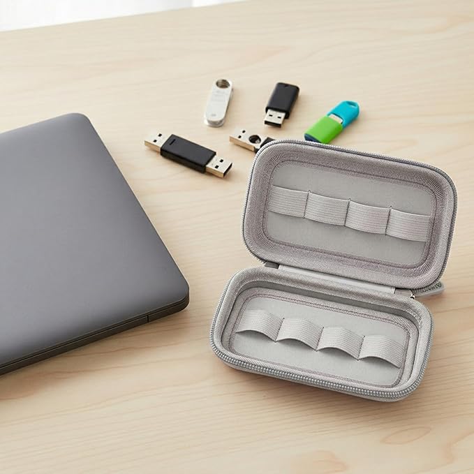 USB Flash Drive Case, SD Card Holder Compatible with Thumb Drive, Memory Cards, SDXC SDHC Storage Bag, Electronic Accessories Organizer for SanDisk for Samsung for Inland (Grey)