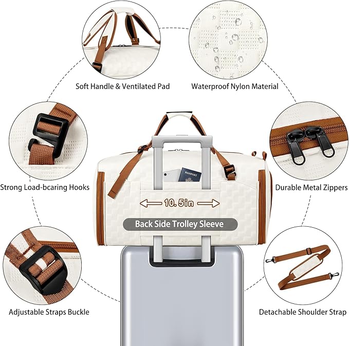 Convertible Garment Bags for Travel - Carry on Garment Duffle Bag with Backpack Straps for Men Women, 4 in 1 Large Travel Duffel Bags with Shoes Compartment Hanging Suit Dress Weekender Bag 3pcs Set