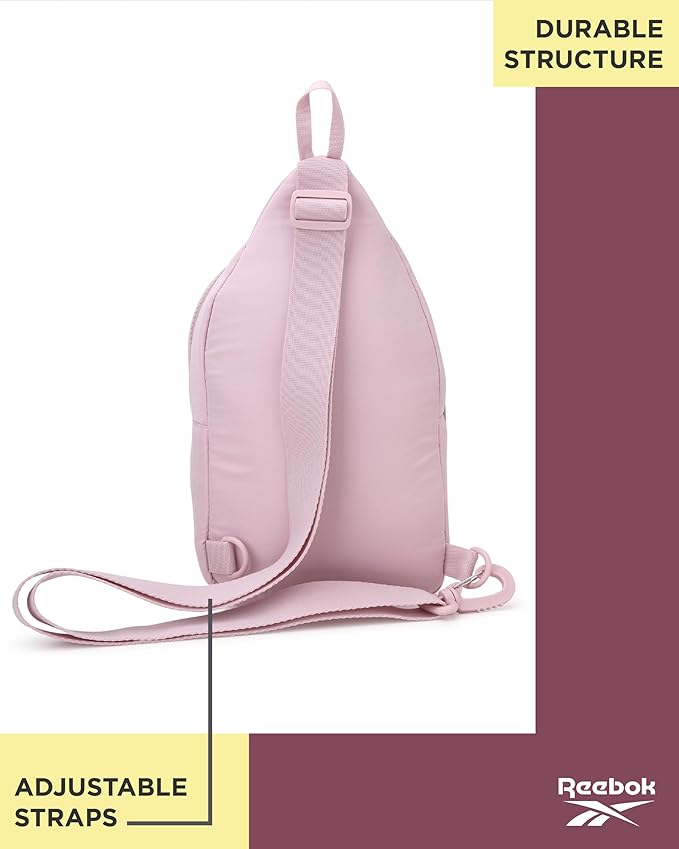 Reebok Unisex Crossbody Bag - Convertible Compact Durable Cross Body Bag for Women and Men - Gym and Travel Essentials, Size One Size, Thea II Ashen Lilac