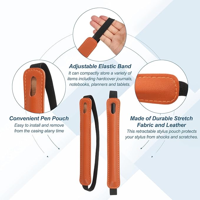 PATIKIL Stylus Holder for Tablet, Universal Pen Sleeve Retractable Stylus Pen Holder Elastic Pencil Pocket Case Protective Pouch for Tablet Case Notebook, Orange