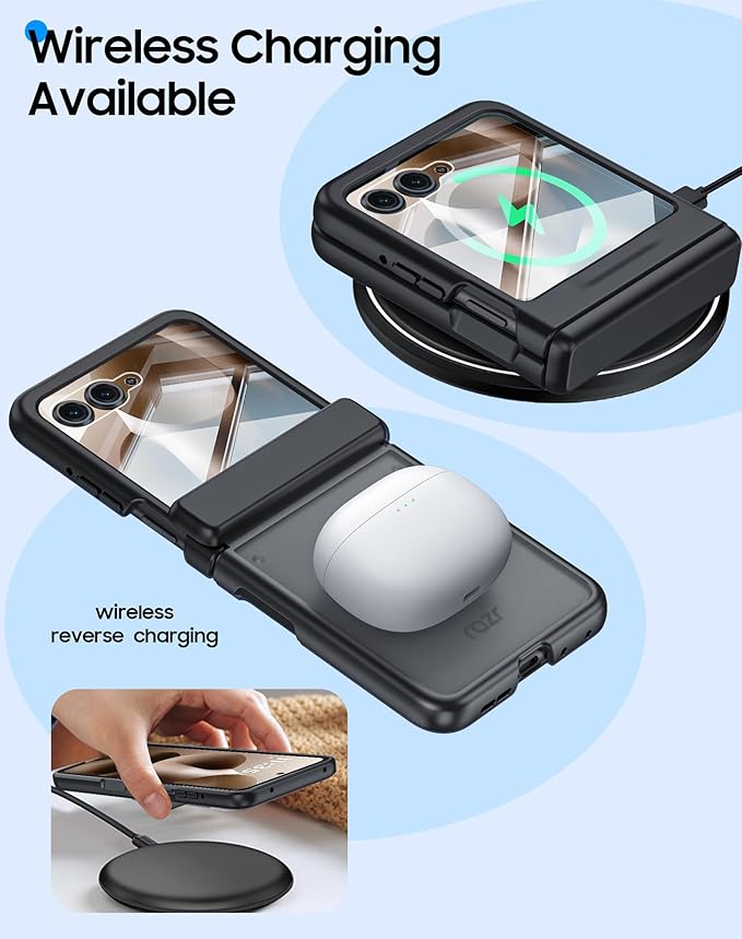 for Motorola Razr 2025 Case/Razr 2024 Case with Hinge Protection, Screen Protector, Ultra-Thin Skin Feel Translucent Frosted, Shockproof Cover for Razr 2025/2024-Black (NOT for Plus/Ultra)