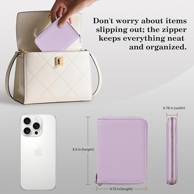CoBak Passport Holder Cover with Safe Zipper Closure, Premium Passport Wallet for Travel, RFID Blocking Card Case, Waterproof Travel Accessories for Women, Paisley Purple