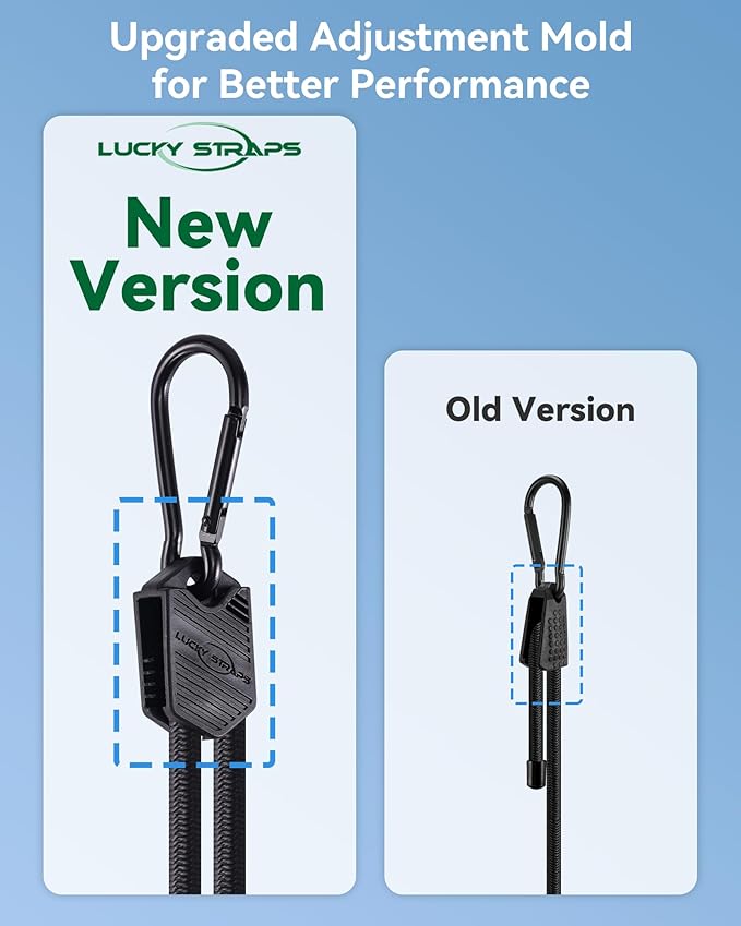 8 Pcs 18" 36" 60" 80" Adjustable Carabiner Bungee Cords Assorted Sizes with Hooks, Easy to Adjust The Length, Black Bungee Straps with Upgraded Design & Superior Elasticity for Cargo, Luggage, etc