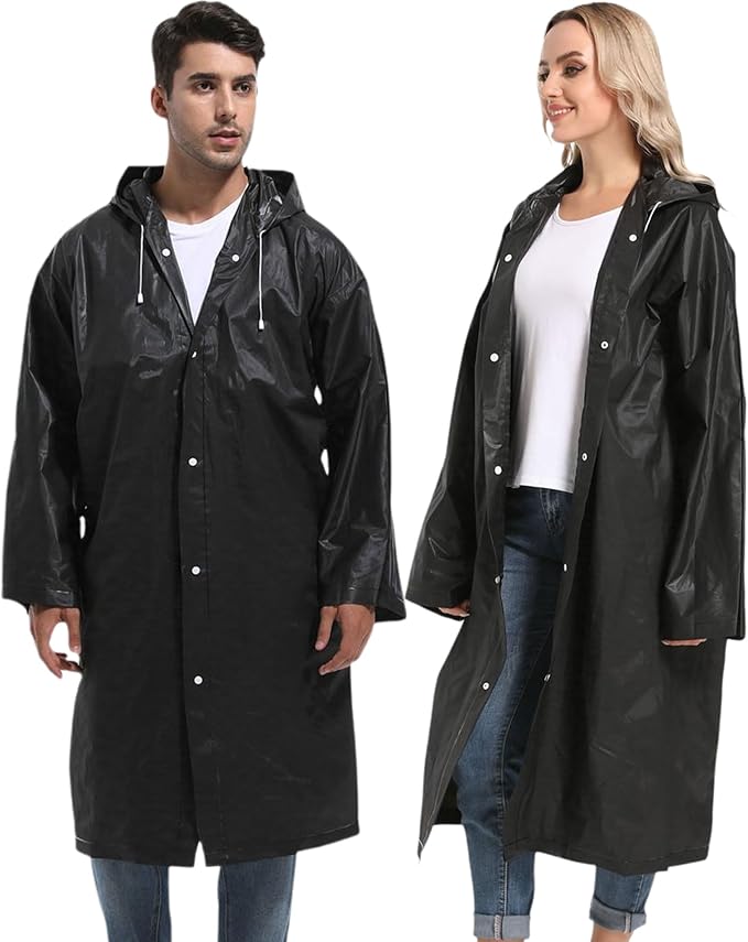 2PCS Rain Ponchos for Adults Reusable Rain Coats for Adults Rain Jackets Raincoats for Men Women