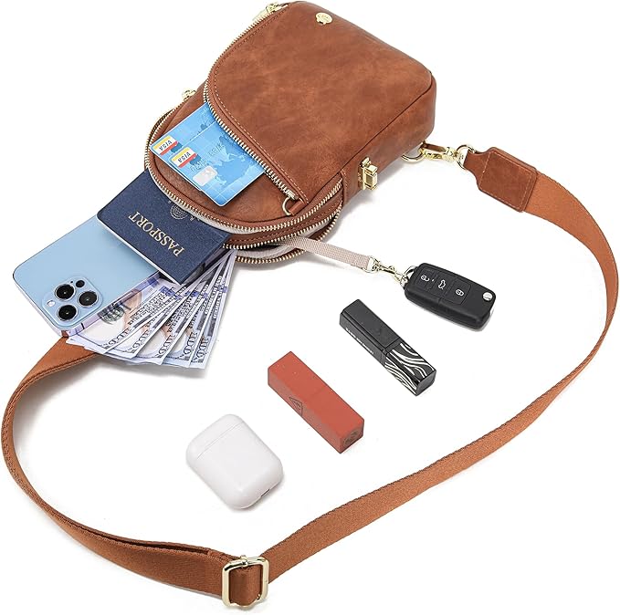 INICAT RFID Blocking Sling Bag, Anti Theft Crossbody Bag for Women Compact Travel Purses Leather