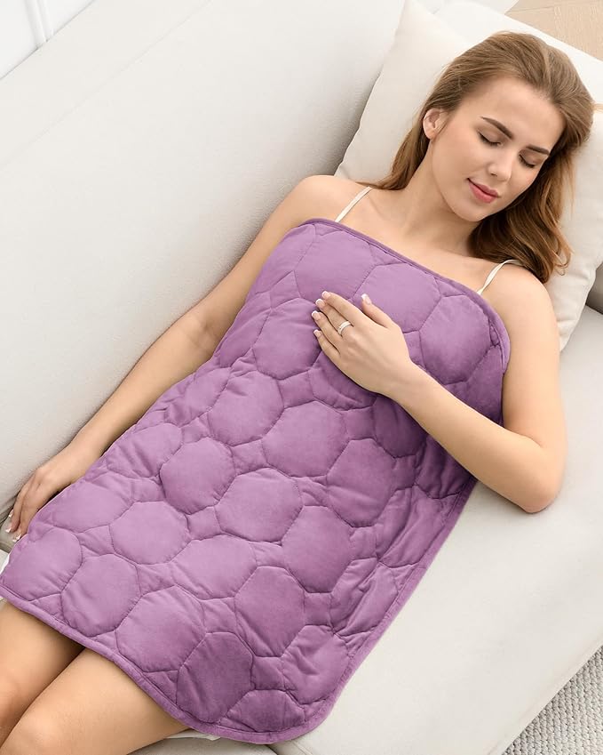 Cottonblue Weighted Lap Blanket Pad 7 lbs 29" x 24", Cozy Luxury Crystal Velvet Weighted Blanket for Adults, Small Weighted Blanket Throw All Season for Travel Relaxation Sleeping, Purple Blanket