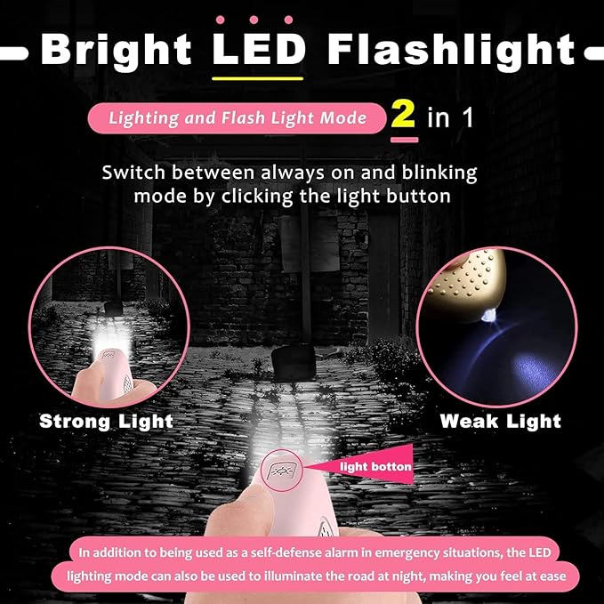 Hion Personal Safety Alarm for Women, 5 Pack Rechargeable 130dB Self Defense Alarm Keychain with LED Flashlight, Emergency Safe Sound Security for Children Elderly College Girls, Multi Colors